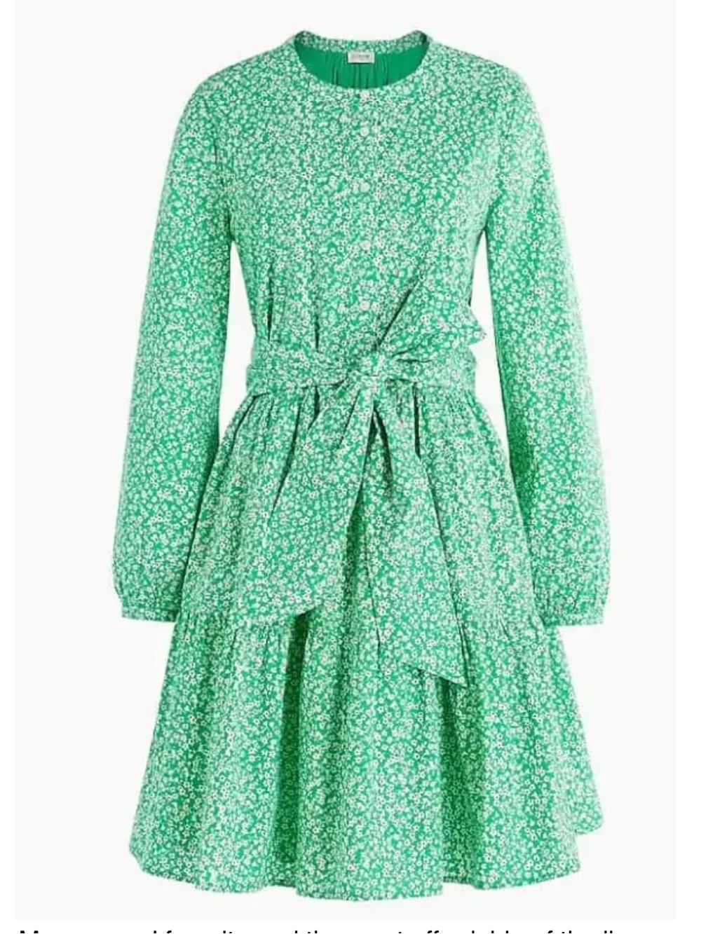 J Crew Green Printed Tie Waist Mini Dress Belted Size XL NWT Cotton Poplin